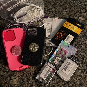 Ailun Black and Pink Glitter Phone Case Set iPhone 13 Pro Max